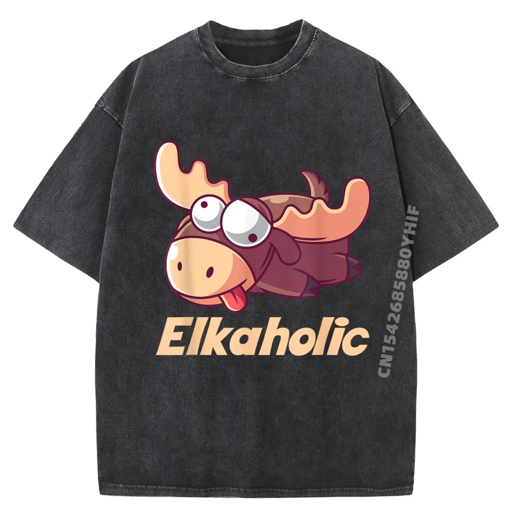 

Elkaholic спиртовая рубашка для мужчин, свободные мужские футболки, потертая футболка в стиле ретро, футболки с графическим рисунком, дышащие футболки с принтом