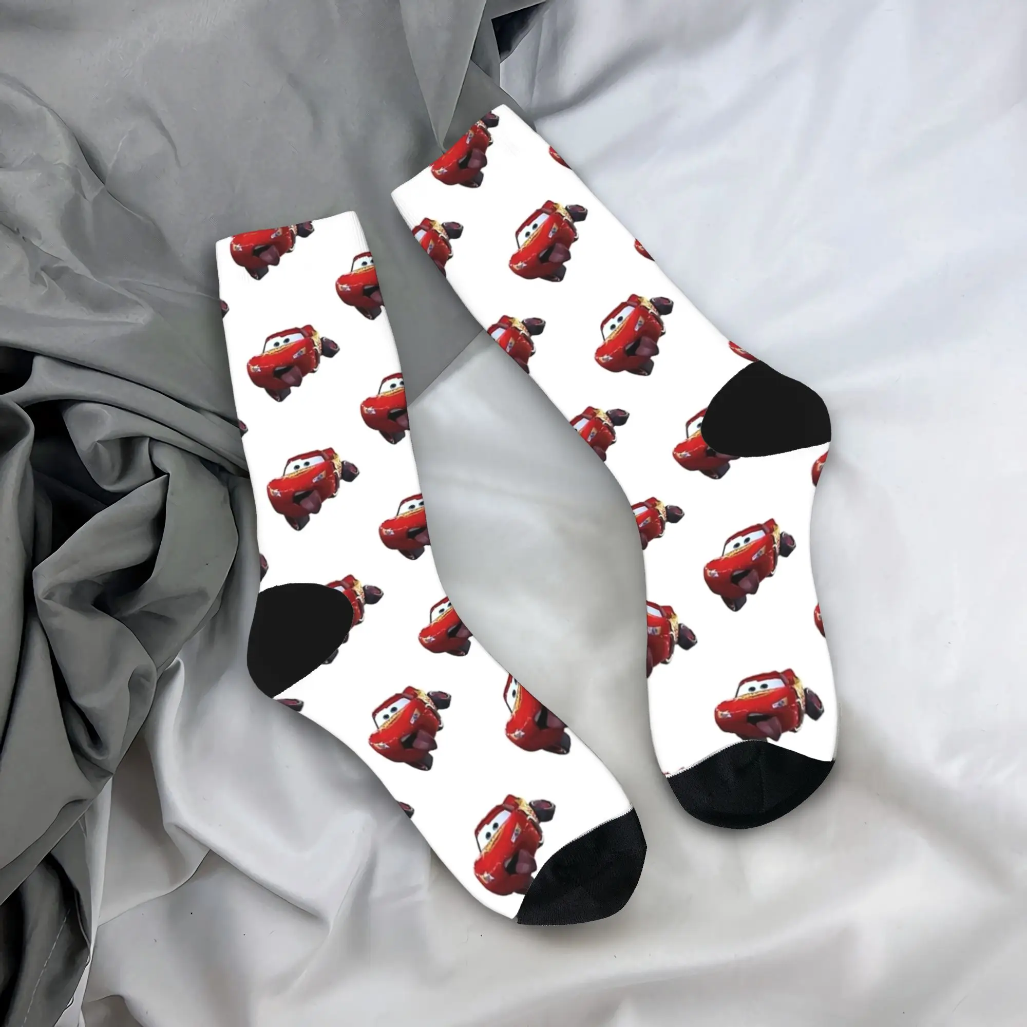 

Красные носки Lightning McQueen Absurd, осенние готические носки унисекс, удобные мужские носки с графическим рисунком, нескользящие носки для бега
