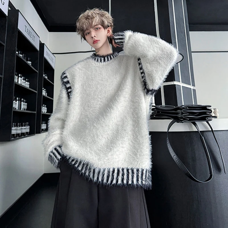 LUZHEN 2025 зимний однотонный жаккардовый вязаный пуловер с круглым вырезом и вышивкой, мужской свободный уличный свитер высокого качества JY4909