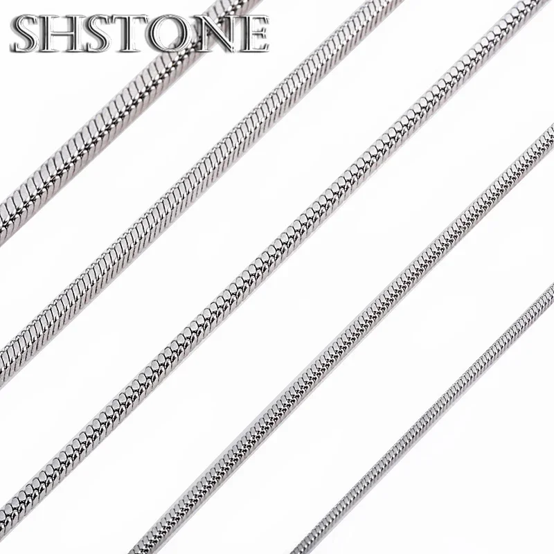 

SHSTONE 1mm 2mm 3mm 925 Sterling Silver Round Snake Chain Necklace 18K Gold Necklaces For Men Women's Fashion Jewelry