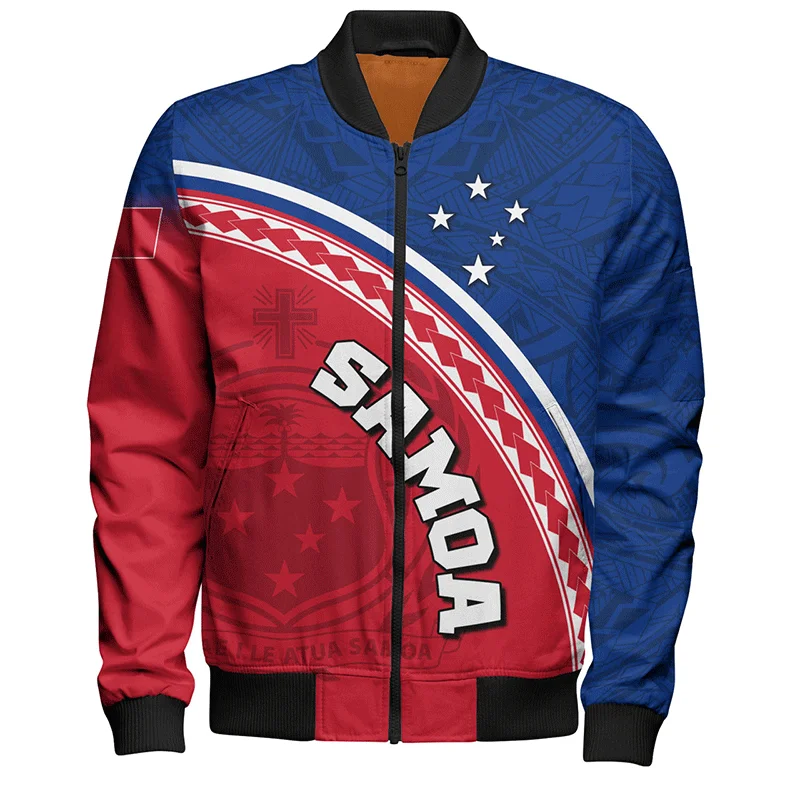 Vintage 3D The IndependentState Of Samoa Emblem Printed Jacket American Samoa Flag Graphic Jackets Cool Streetwear Mens Clothing