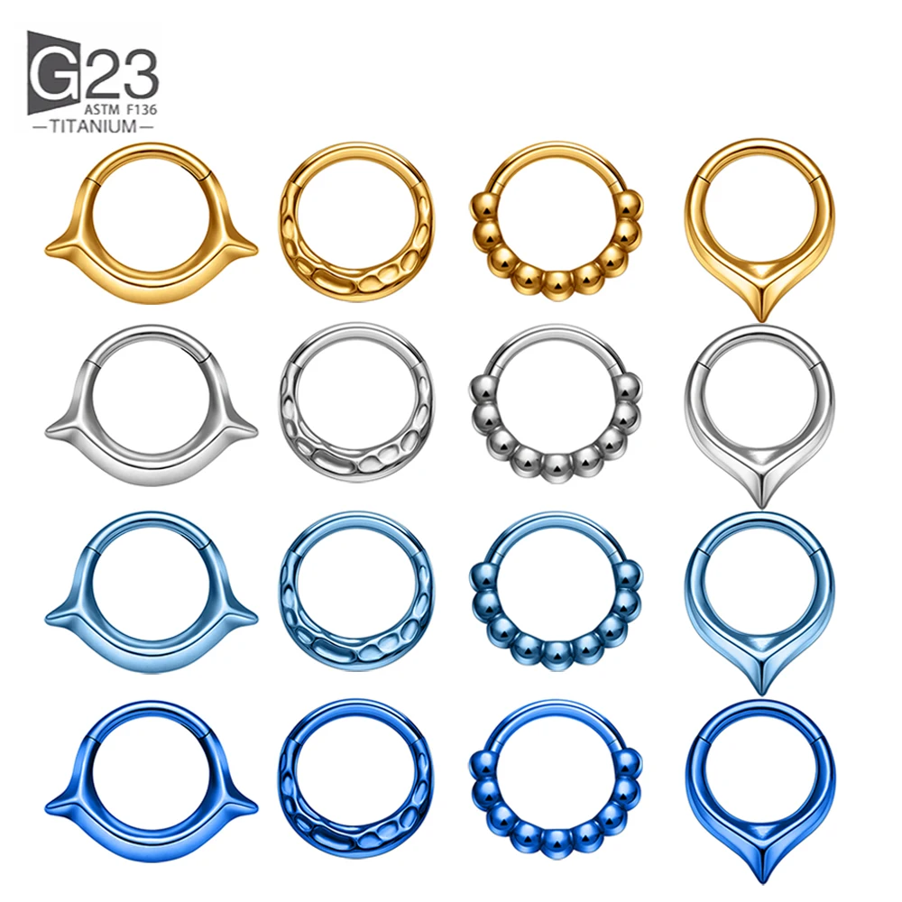 Piercing Clicker Articulado de Titânio ASTM F136 G23 16G para Septo, Cartilagem da Orelha, Nariz, Hélice, Tragus e Brinco - Joia Corporal