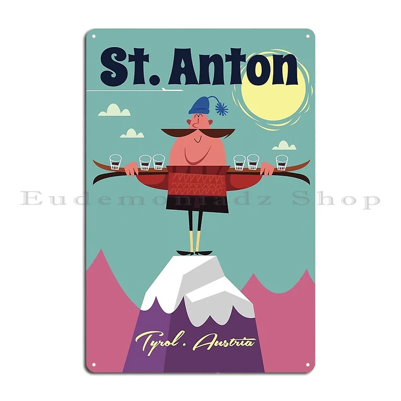 St Anton Poster Metal Sign Vintage Cinema Design Design Design Tin Sign Poster