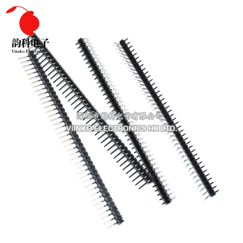 10pcs 40 Pin 1x40 Single Row Male 2.54mm Breakable Pin Header Right Angle Connector Strip bending