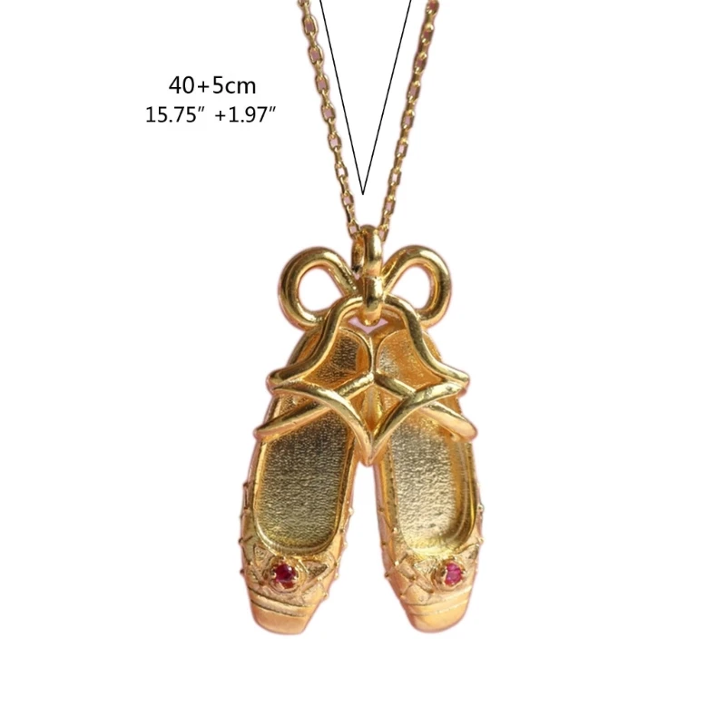 Ballet Shoe Necklace Delicate Bowknot Dance Shoes Pendant Necklaces for Women Girl Female Temperament Clavicle Chain