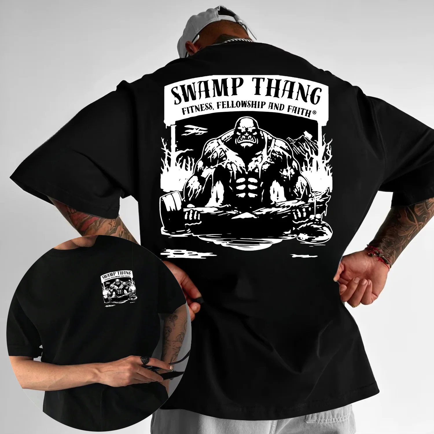 

25-26 Лето Аниме Gym Hunk Супер Большая Хлопковая Футболка с Принтом Забавный Ниндзя Муки Муки Тренажерный Зал Мышцы Горячая Распродажа Удобная Мода Y2K