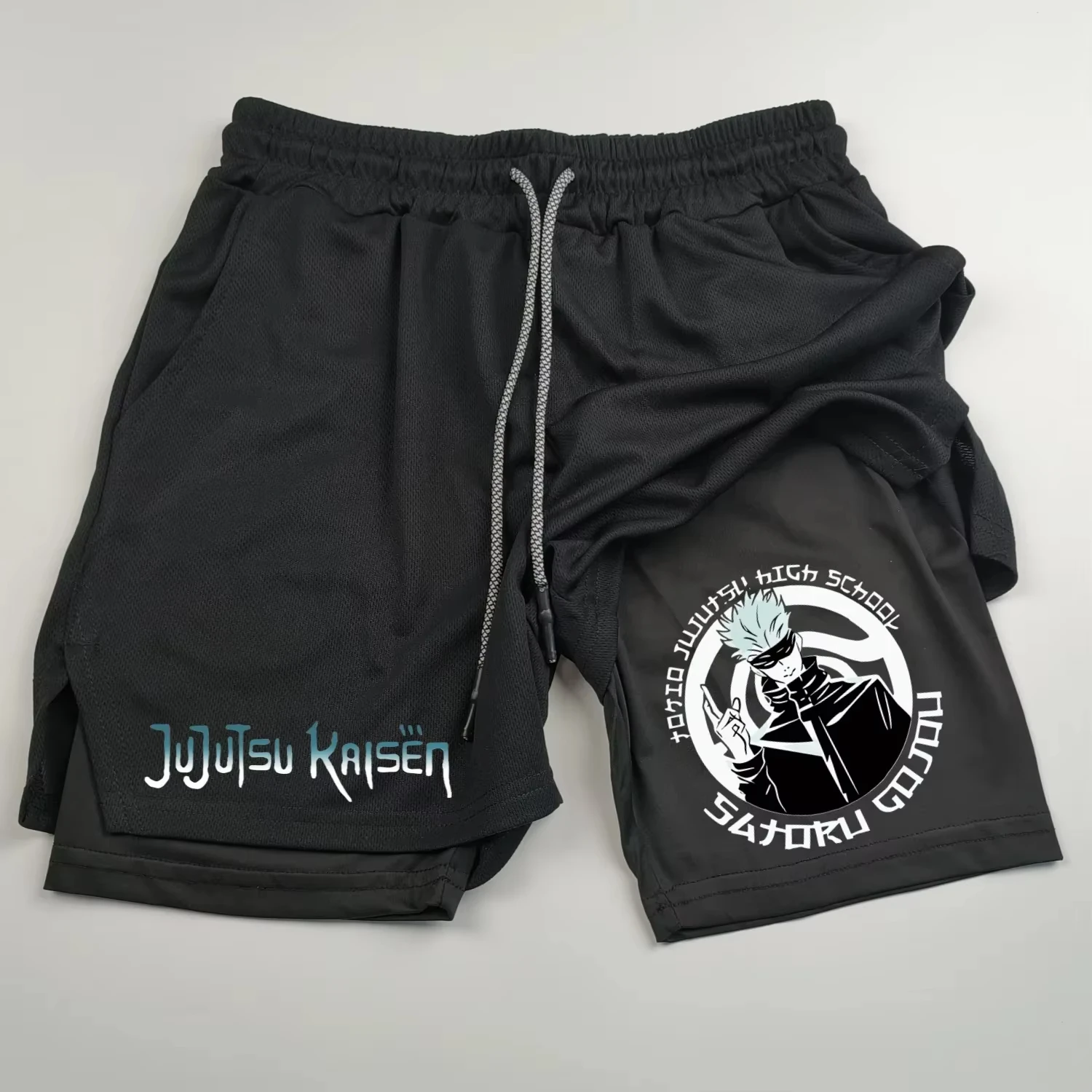 

Anime Jujutsu Kaisen 2-in-1 Men's Compression Shorts Sports European and American Fashion Streetwear Fitness Shorts
