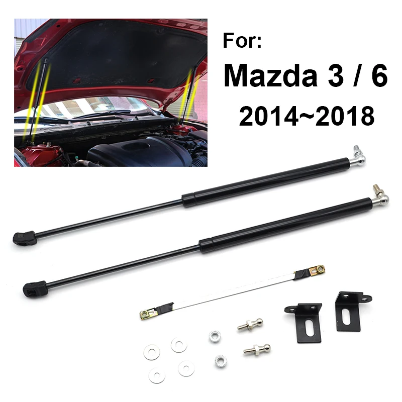 2x Front Hood Bonnet Gas Spring Struts Engine Cover Lift Support Hydraulic Rod Car Accessories For Mazda 3 Axela 6 Atenza 14-19