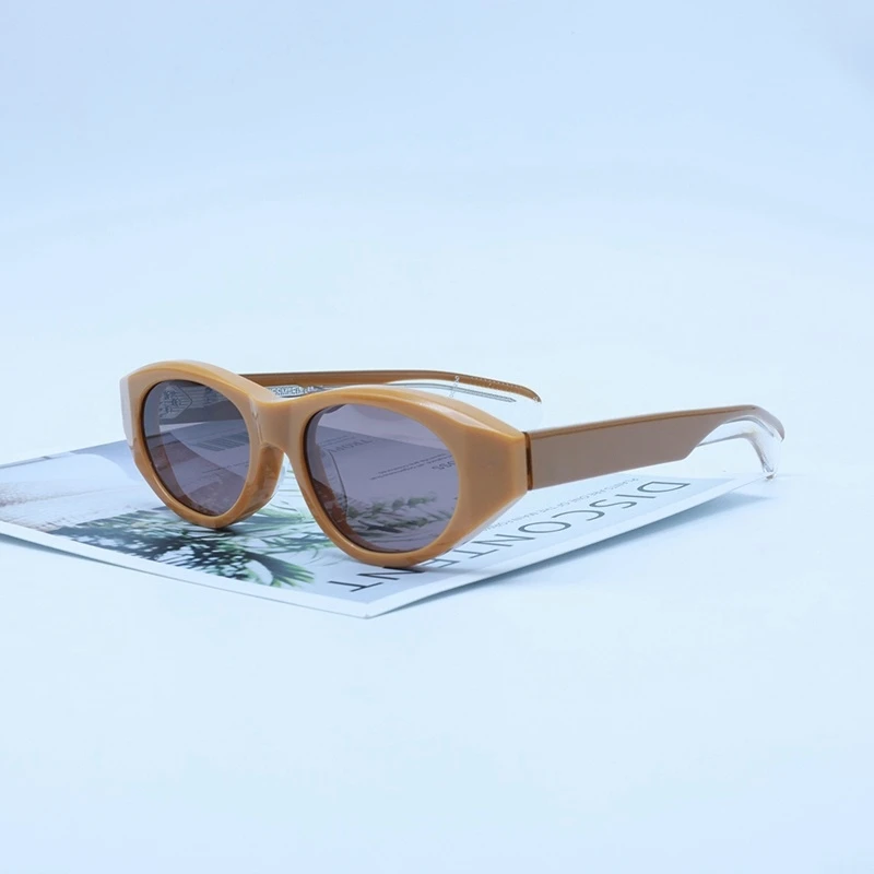 

KRASNER толстые ацетатные овальные женские солнцезащитные очки женские мужские овальные винтажные ретро уличные высококачественные очки от солнца с футляром