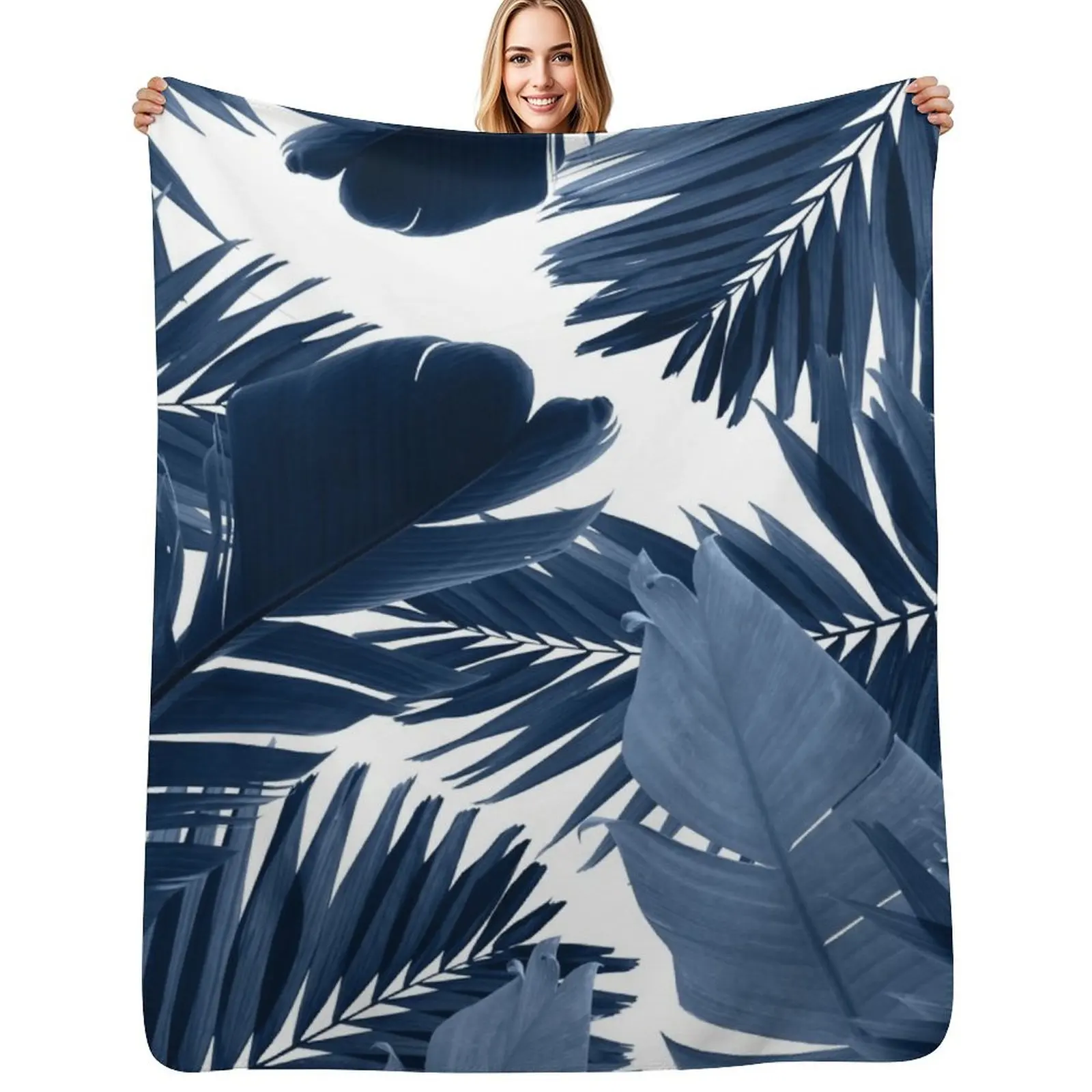 Jungle Leaves Finesse #3 #tropical #decor #art Throw Blanket Portable Lightweight Blanket for Travel Camping