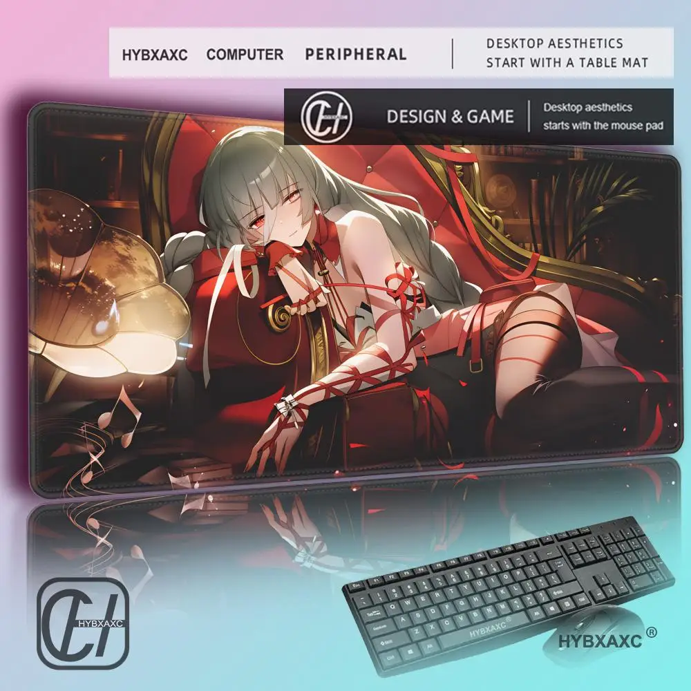 HYBXAXC Game MousePad  Wuthering Waves MouseMat Desk Mat, Non-Slip Rubber Base, Waterproof Surface For Living Room Bedroom Decor