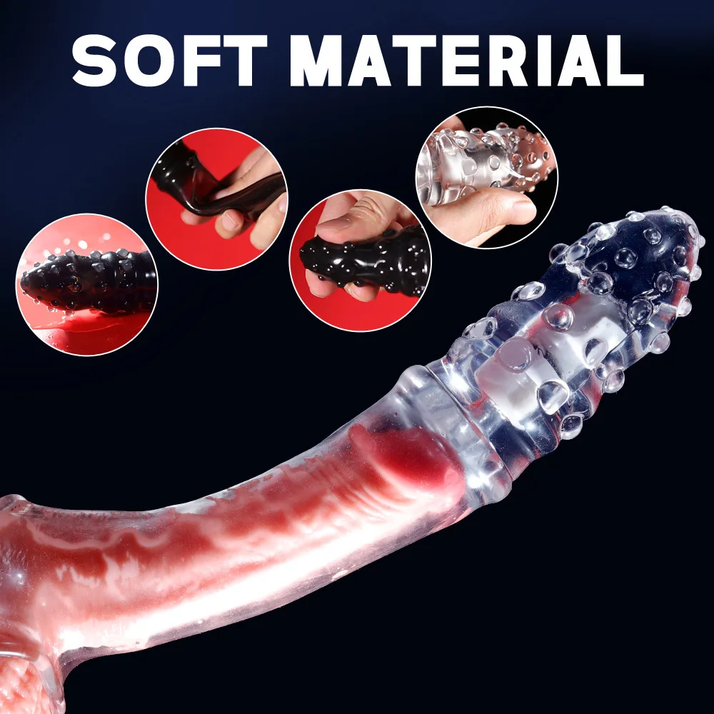 Pênis lobo dentes conjunto sexo cristal vibrador pênis anel sexo adulto brinquedo grande pênis manga ferramenta sexo para homens ampliação Peny extensor