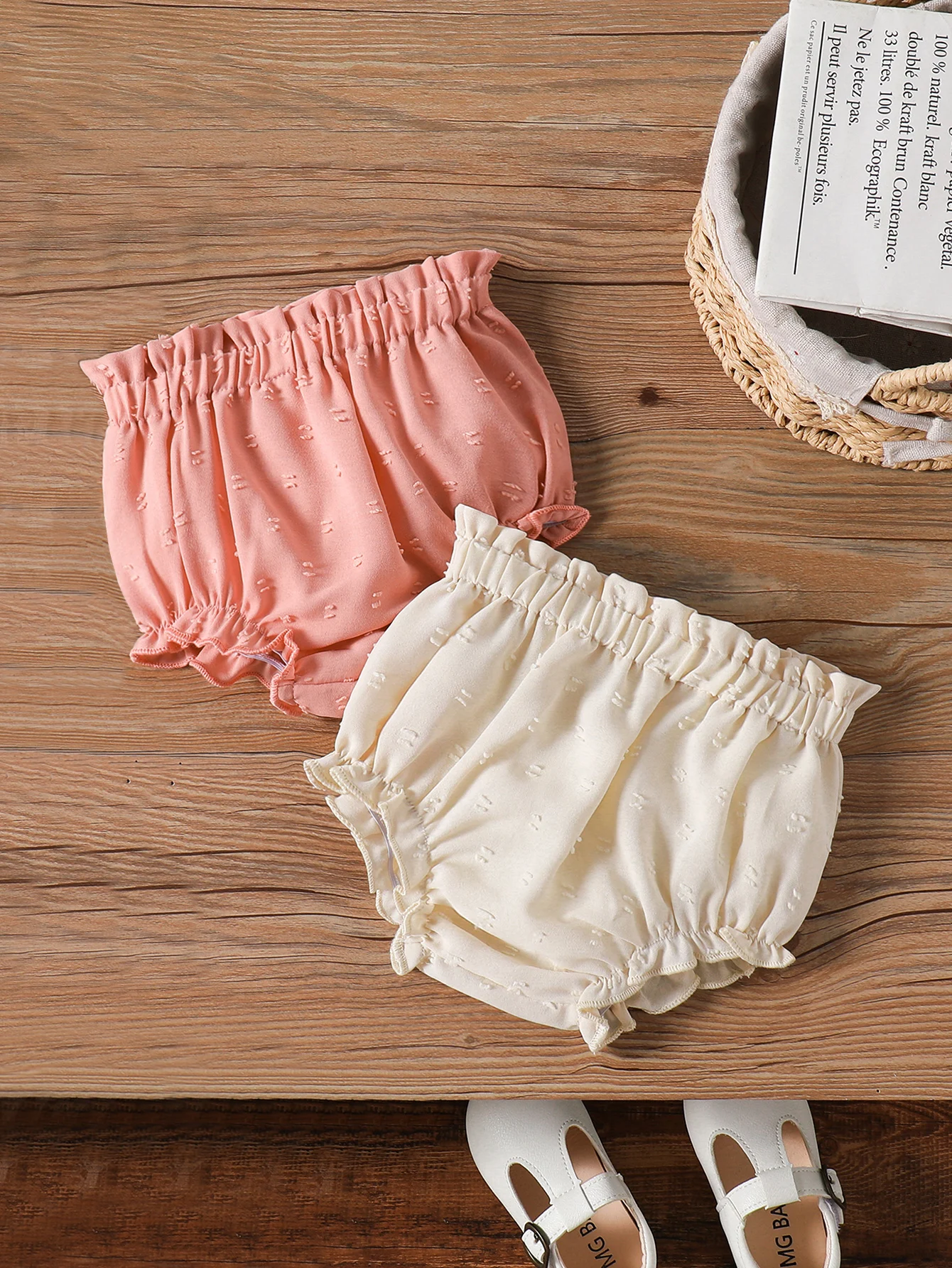 

Two-Pack Baby Girl Embroidered Eyelet Ruffle Shorts, Infant Toddler Candy-Colored Bloomers, Cute Summer Bubble Pants