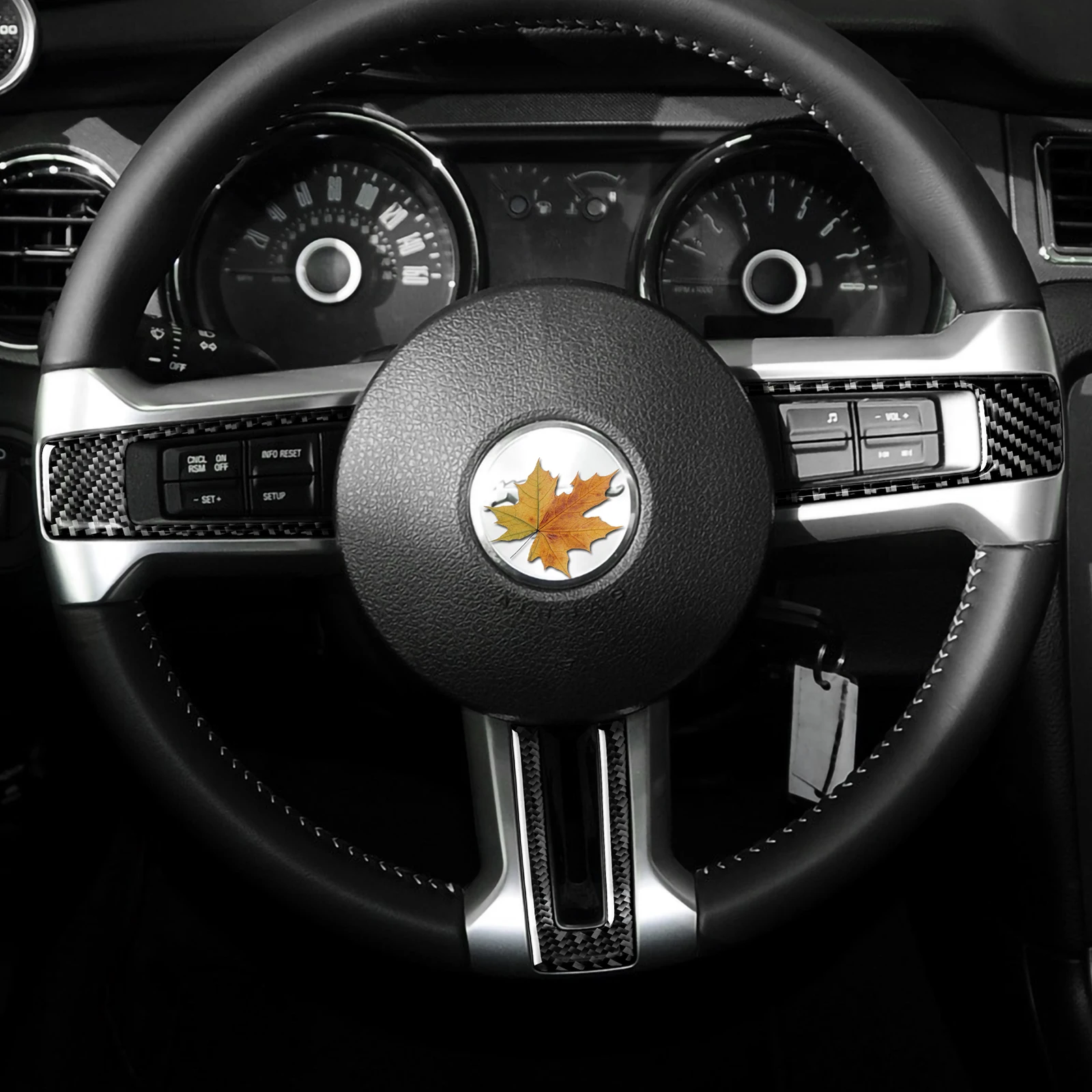 For Ford Mustang 2009 2010 2011 2012 2013 2014 Accessories Car Steering Wheel Sticker Decal Carbon Fiber Interior Trim Cover