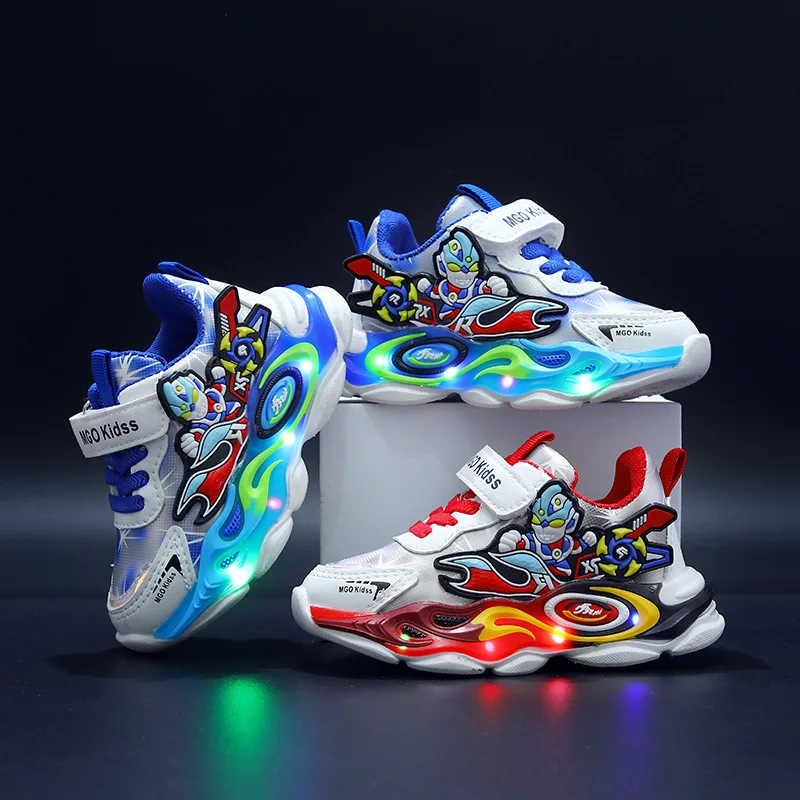 

Disney Children's Led Light Shoes Fashion Cartoon Spiderman Boys Sneakers Girls Casual Shoes Breathable Kids Sport Shoes