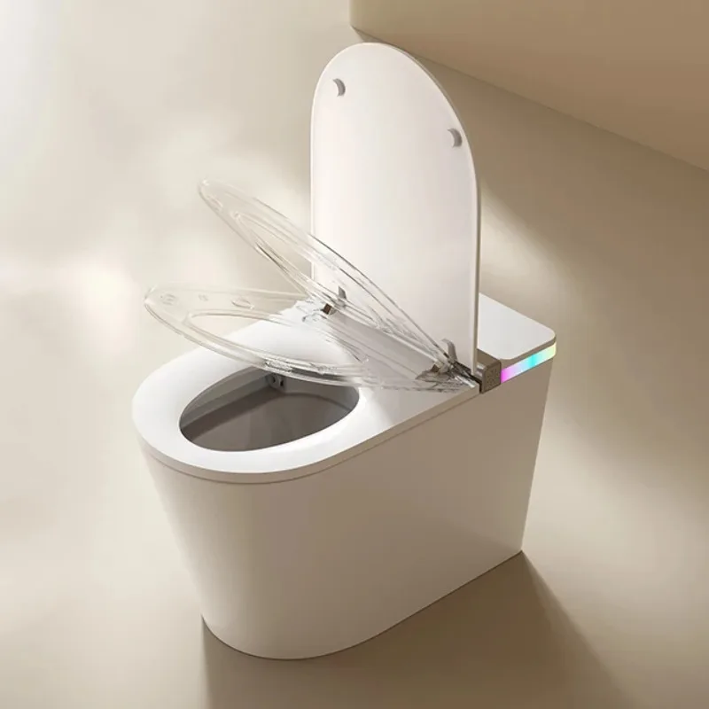 Floor Mounted Elongated Electric Smart Toilet with Auto Open Lid, Heated Seat, P-Trap, Remote Control and Foot Touch Sensor