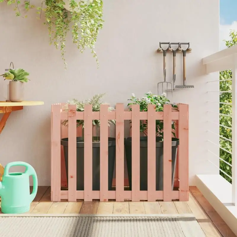 Jardinière de jardin en acier résistant aux intempéries et bois massif Douglasia, design Hochbet Lattenzun, 100x50x70 cm, aspect rustique, durable pour la culture d'herbes aromatiques, de légumes et de plantes ornementales dans la cour et le patio.