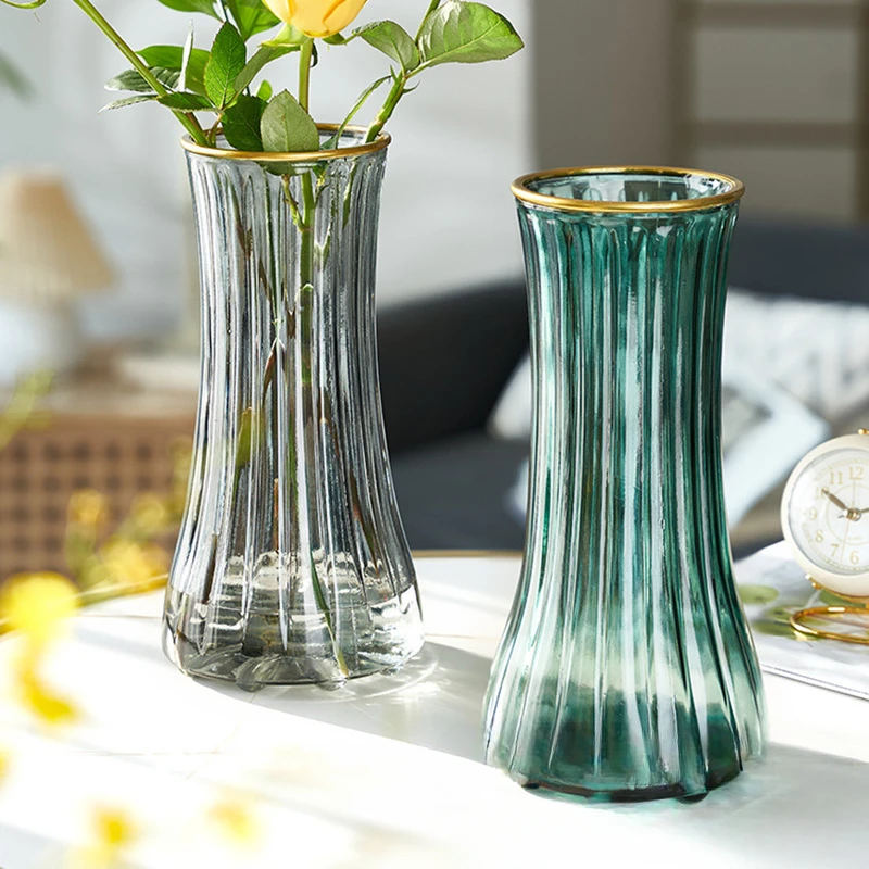 Modern Light Luxury Glass Vase Transparent Water Raised Flowers Lily Vase Nordic Living Room Flower Arrangement Decoration