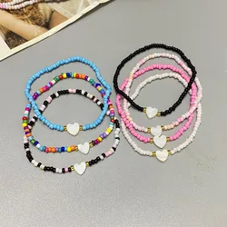 Small Glasses Beads Bracelet for Girl Women Nature shell Love Heart Hand Jewelry Gift for Friend Wholesale  Dropshipping