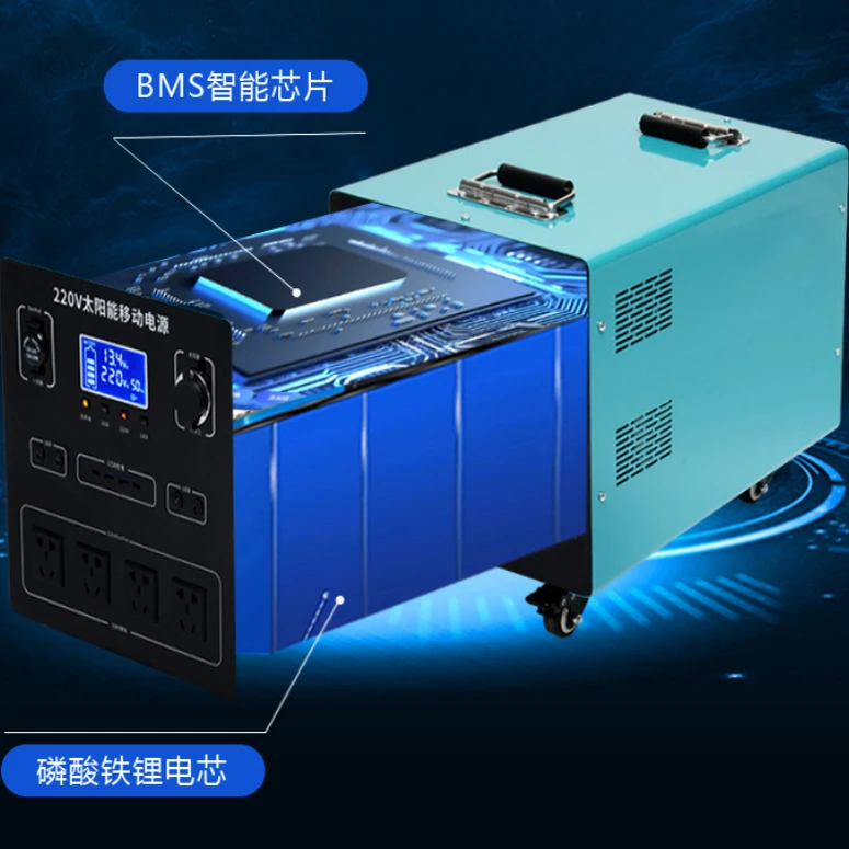 Zewnętrzny mobilny zasilacz do domowego systemu generatora z paneli fotowoltaicznych.