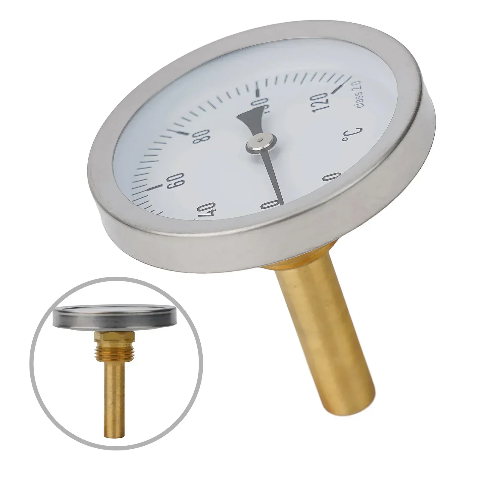 

High Quality Thermometer Bimetal Thermometer 1/2" Axial Screw-in Bimetallic Control Temperature Heating 120°C