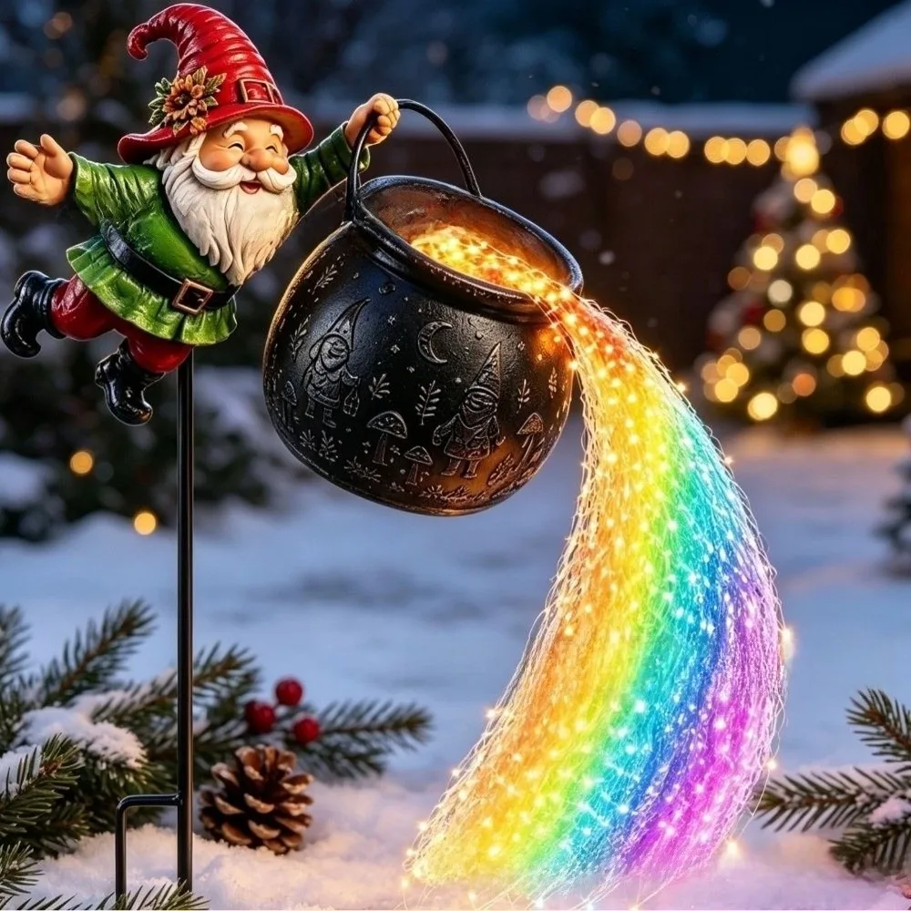 LED Christmas Cauldron Garden Light Ground Insert Flowing String Santa Claus Light Funny Creative Christmas Decorations Lamp