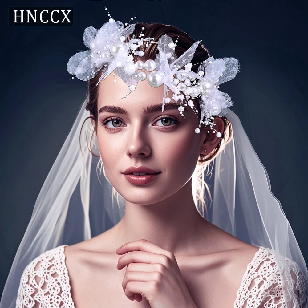 

HNCCX Pearls Wreath Headbands for Women Girls Bride Wedding Hairbands Tiaras Handmade Fashion Headdress Hair Jewelry CP785