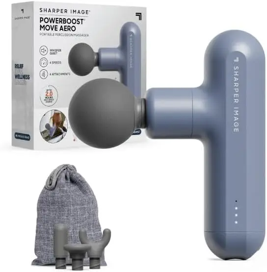 

Портативный перкуссионный массажный пистолет с мягким сенсорным дизайном, 4 узлами и сумкой для переноски для облегчения всего тела