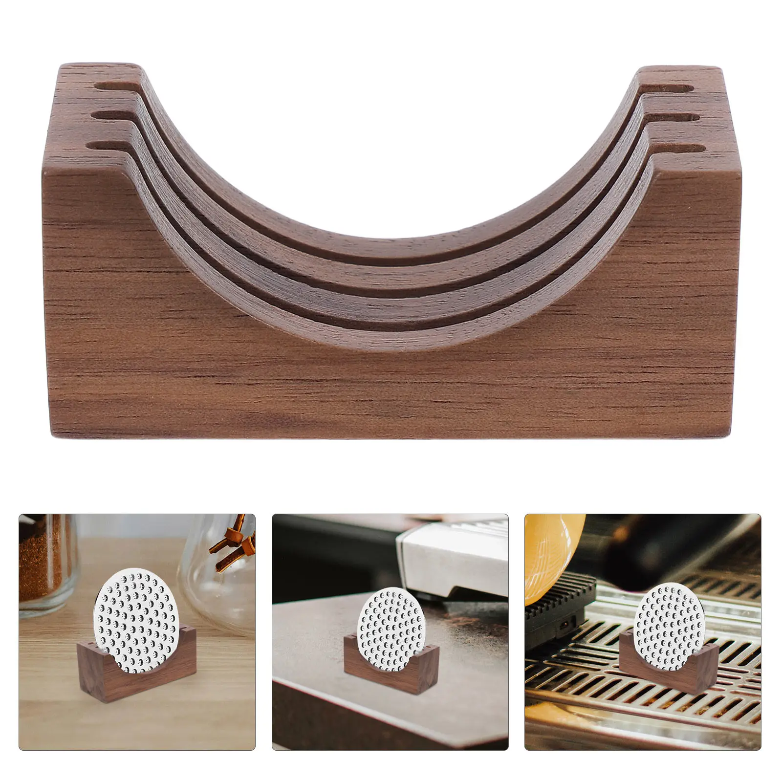 

Espresso Filter Holder Wooden Base Rack for 51 53 58Mm Coffee Screens Stable Coffee Filter Storage Espresso Machine Accessories