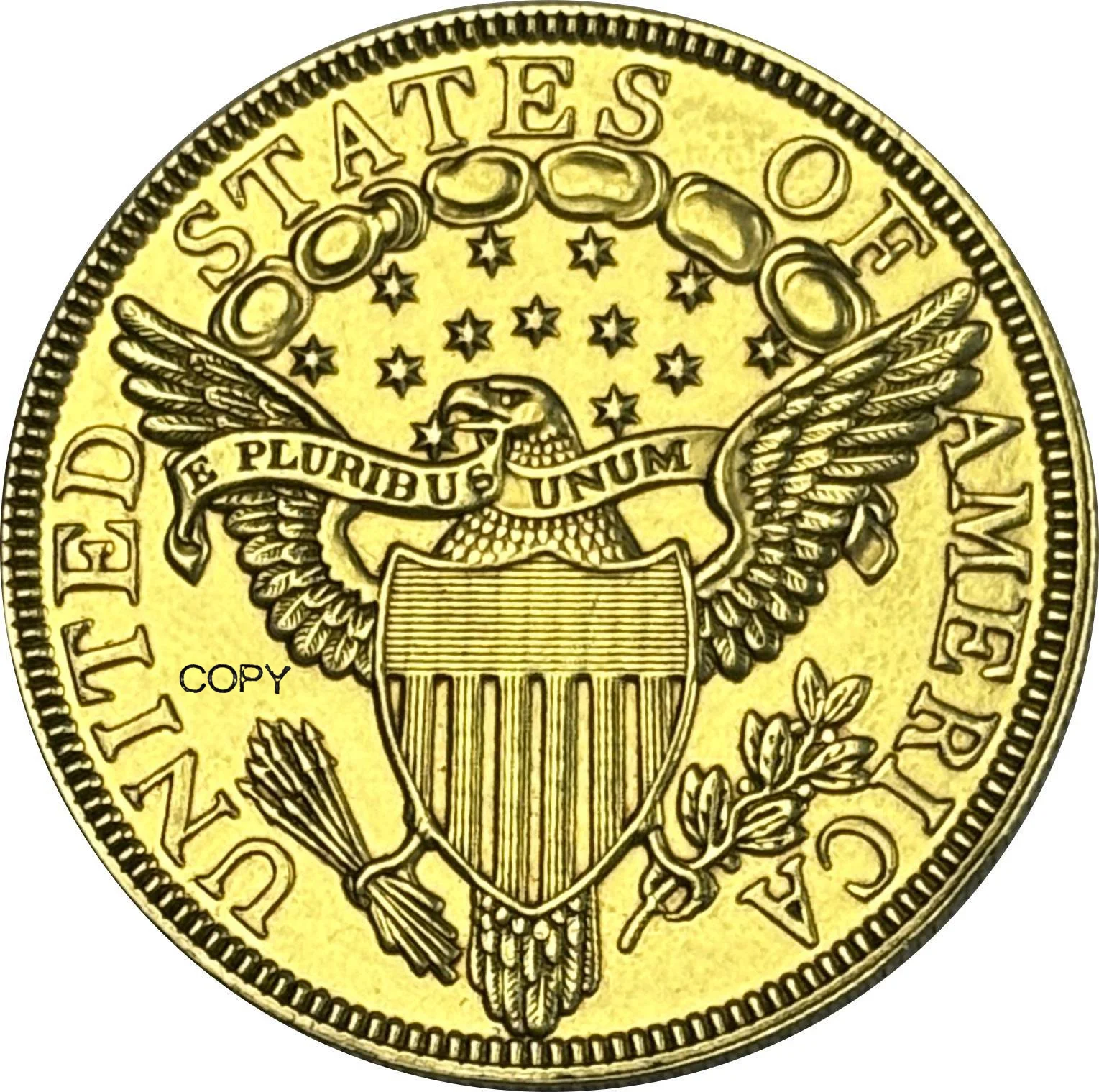 US 1797 10 Ten Dollars Capped Bust Liberty Heraldic Eagle Gold Brass Usa Copy Commemorative Coin United States Collectible Coins