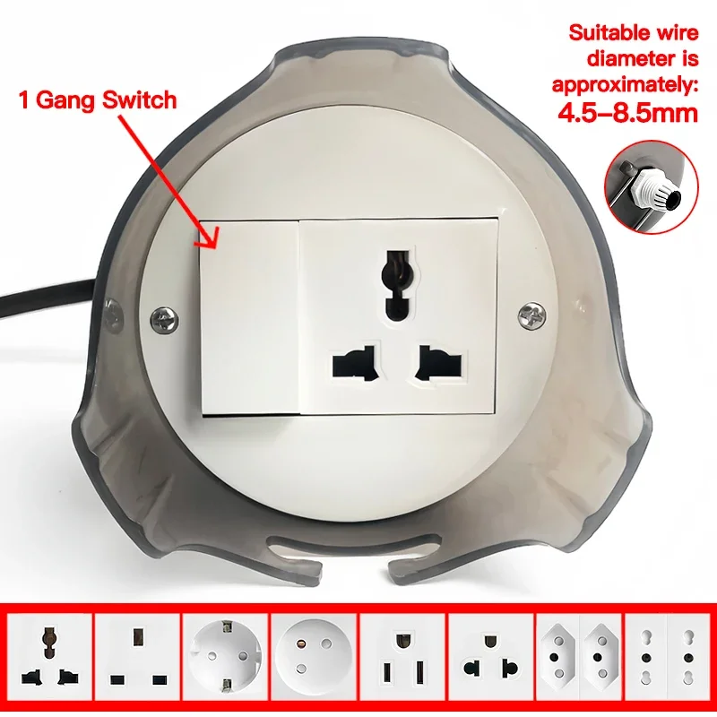 Outdoor Waterproof Electrical Socket Box, Weatherproof Power Outlet with Protective Cover for Garden Patio Wall Installation