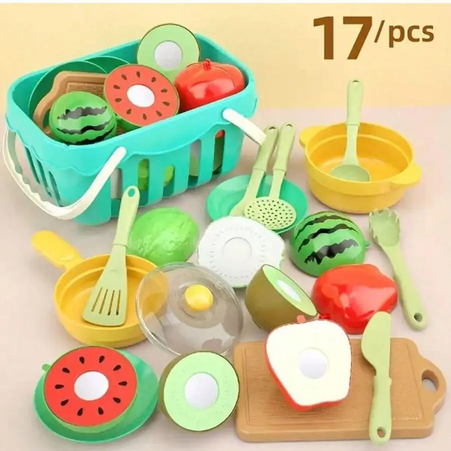 Fun Cutting Food, Fruit And Vegetable Toys, Pretending Food Toy Set, Suitable For Children, Girls, And Boys, Early Basic Skills