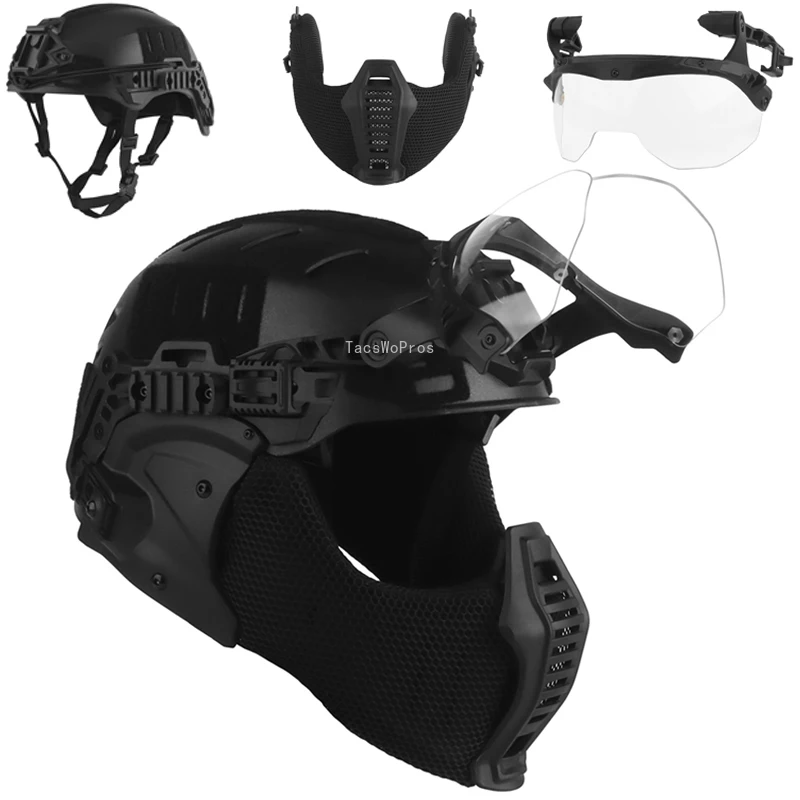 

Тактический комплект полностью покрытых шлемов, тренировочное снаряжение для охоты и страйкбола, Wendy 3,0, полный защитный шлем, съемные очки, маска