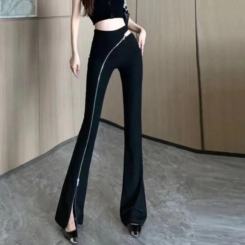 

High Waist Flared Pants Hong Style Suit Pants Trousers Design Split Casual Women's PantsinsHigh Street Tide2025
