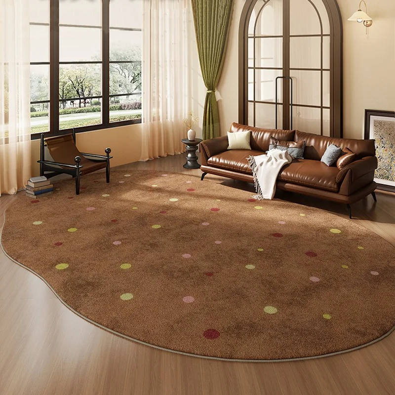 

Brown Vintage Living Room Carpet Special-shaped Rugs for Bedroom Bedside Floor Mats Machine Washable Foldable Soft Rug 러그 Ковер