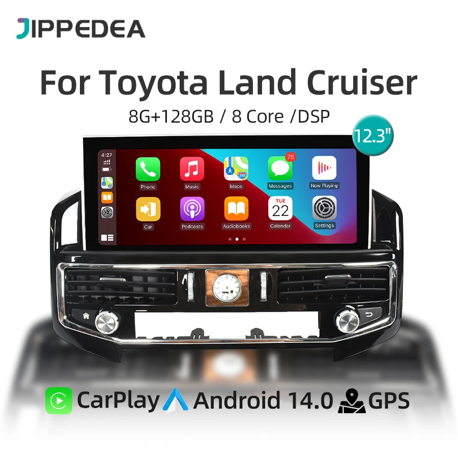 

12.3" Car Multimedia Player CarPlay Android 14.0 GPS Navigation Stereo 4G WiFi Car Radio For Toyota Land Cruiser LC200 2016-2020