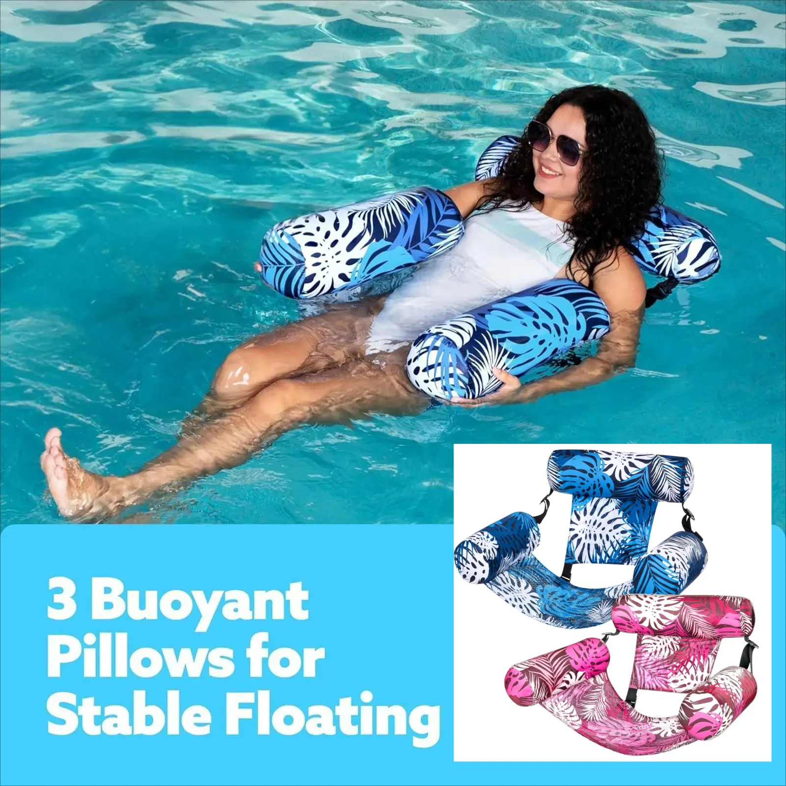 Inflatable Floating Lounger for Adult,Portable Pool Float Chair,Foldable Recliner for Swimming Pool,Lake,Beach Summer Relaxation