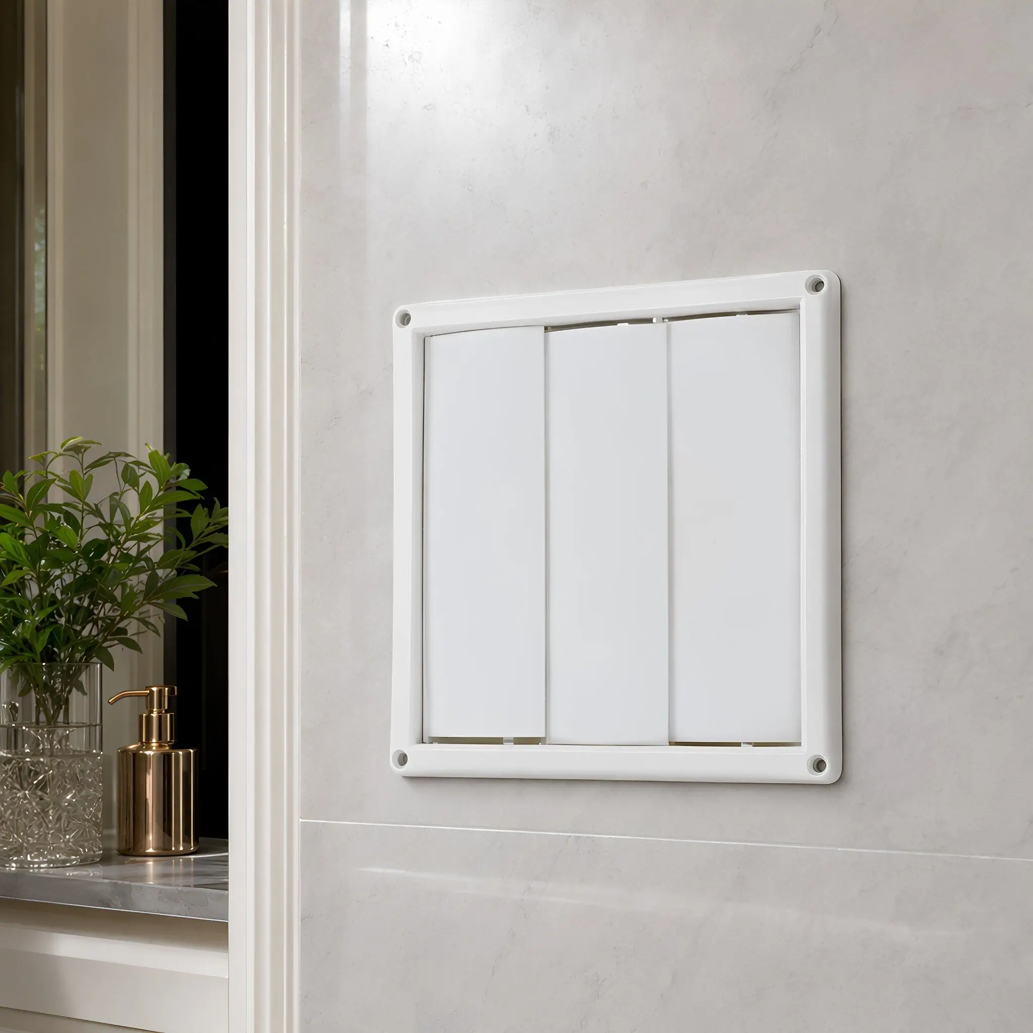 Outdoor Plastic Square Louvered Vent Cover for Bathroom Dryer Vent Exhaust Cover with Metal Mesh for Wall Kitchen