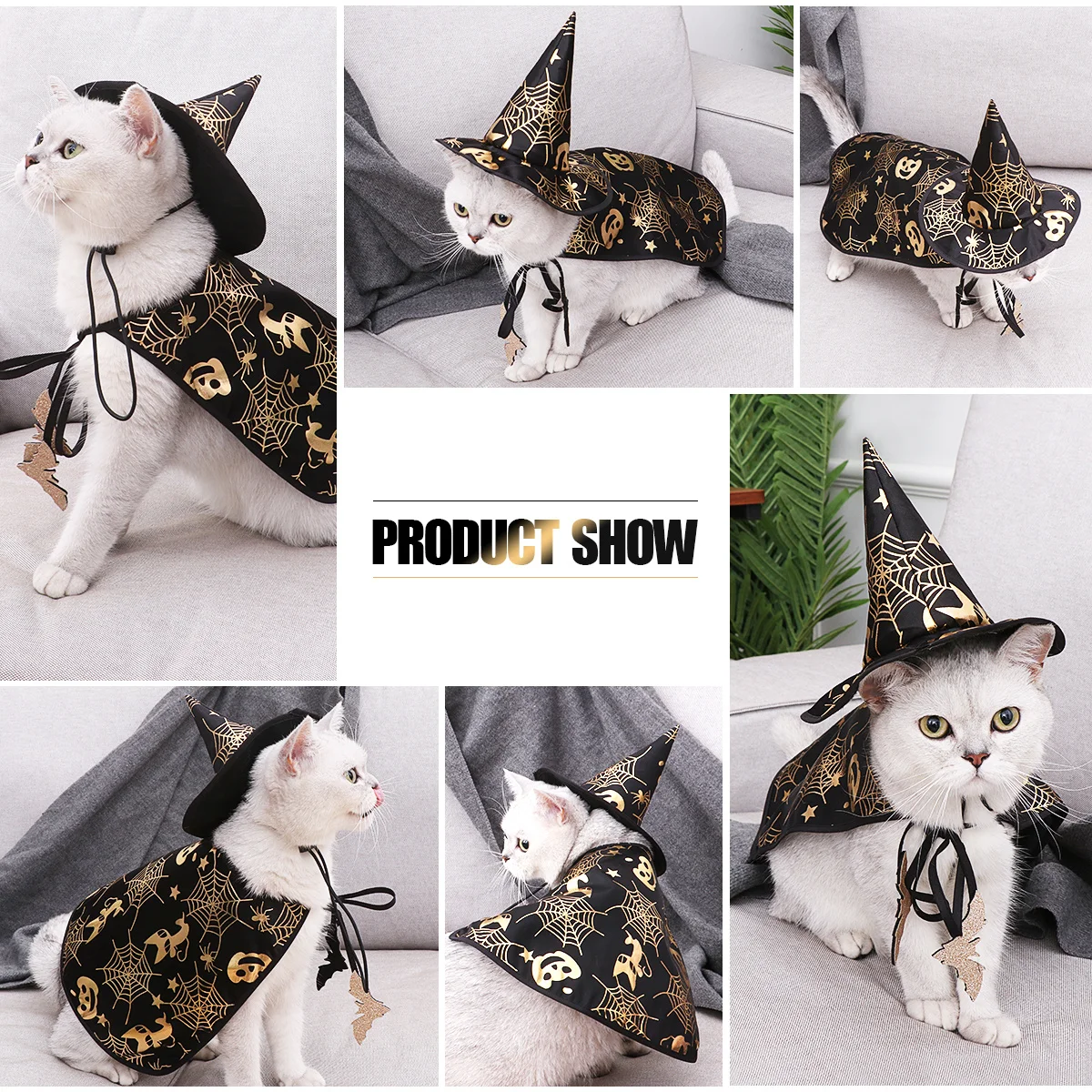 

Dog Cape Hat Set Size L Halloween Costume For Dogs Wizard Style Pet Show Outfit Dog Halloween Cape Pet Costume