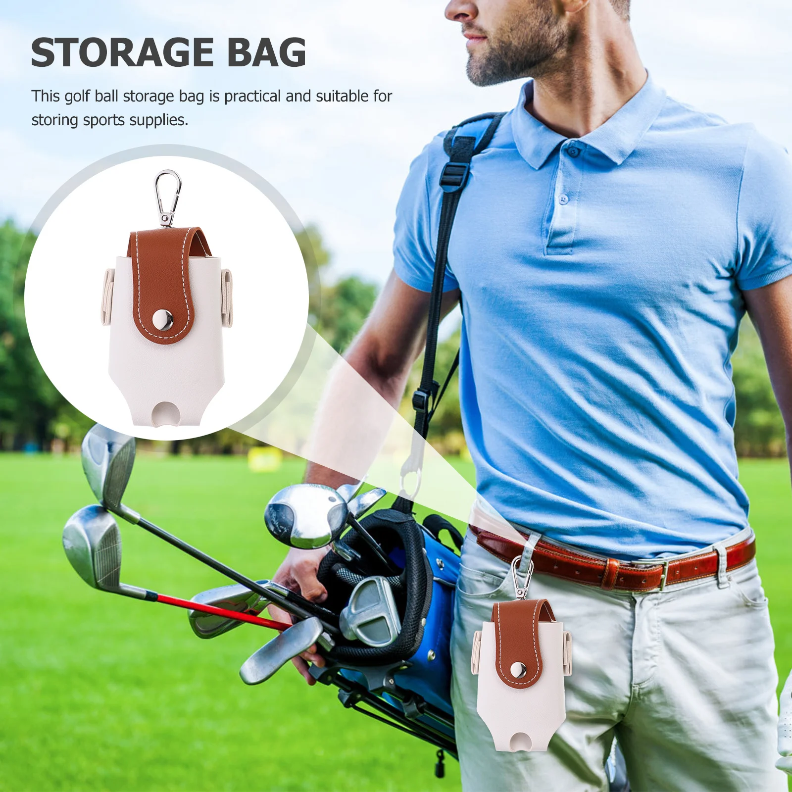

2pcs Golf Ball Bag Small Portable Reusable Holder For Outdoor Sports Compact Storage Pouch Waist Pack Organizer Hanging Ring
