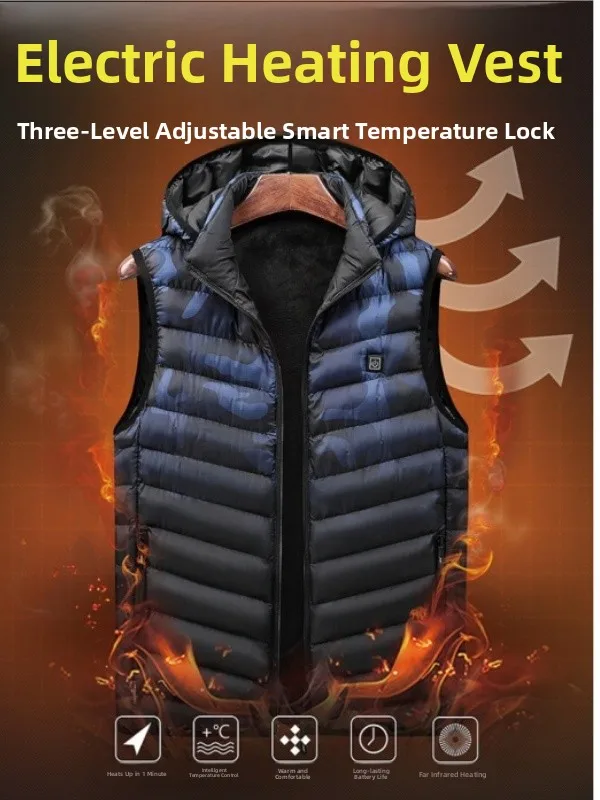 

Heated Cotton Vest USB Heating Loose Fit Men's Women's Large Size Winter Warm Casual Vest Faionable Urban Sle Travel Ready