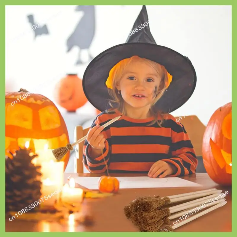 

Y19A 14PCS Witch Broom Stick Pencils Halloween Wizard Wand Pencils For Theme Goodie Bag Fillers