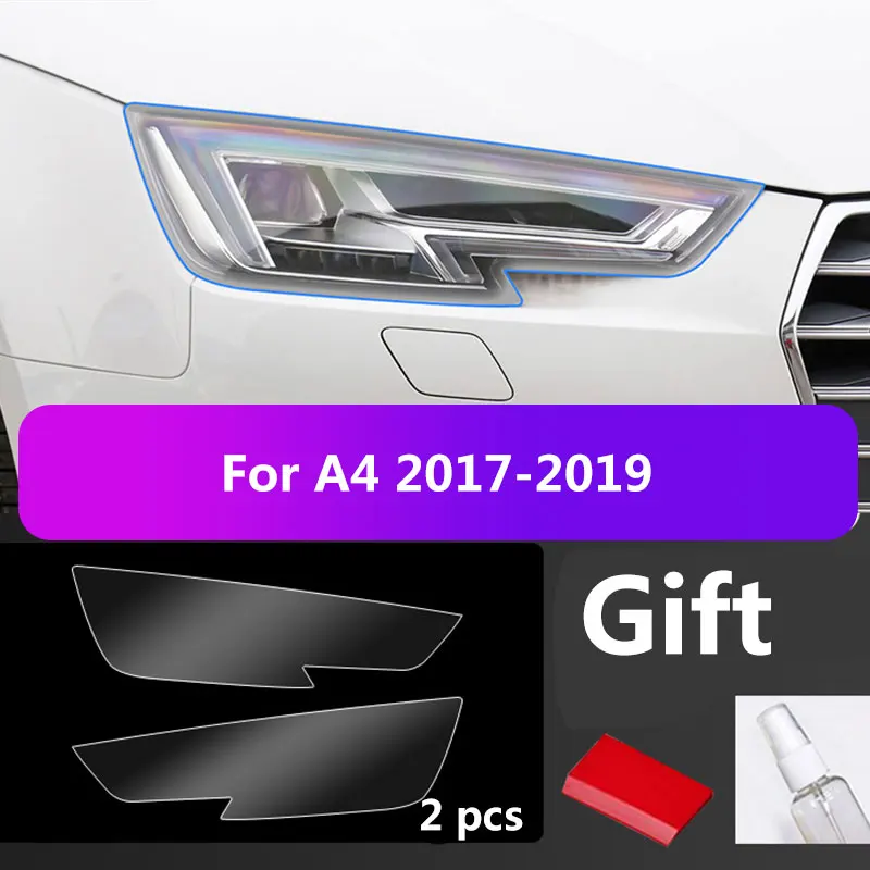 2Pcs For audi A4 B8 B9 Car Covers Headlight Protective Film Transparent Balck Sticker Accessories Anti Scratch Auto Repair