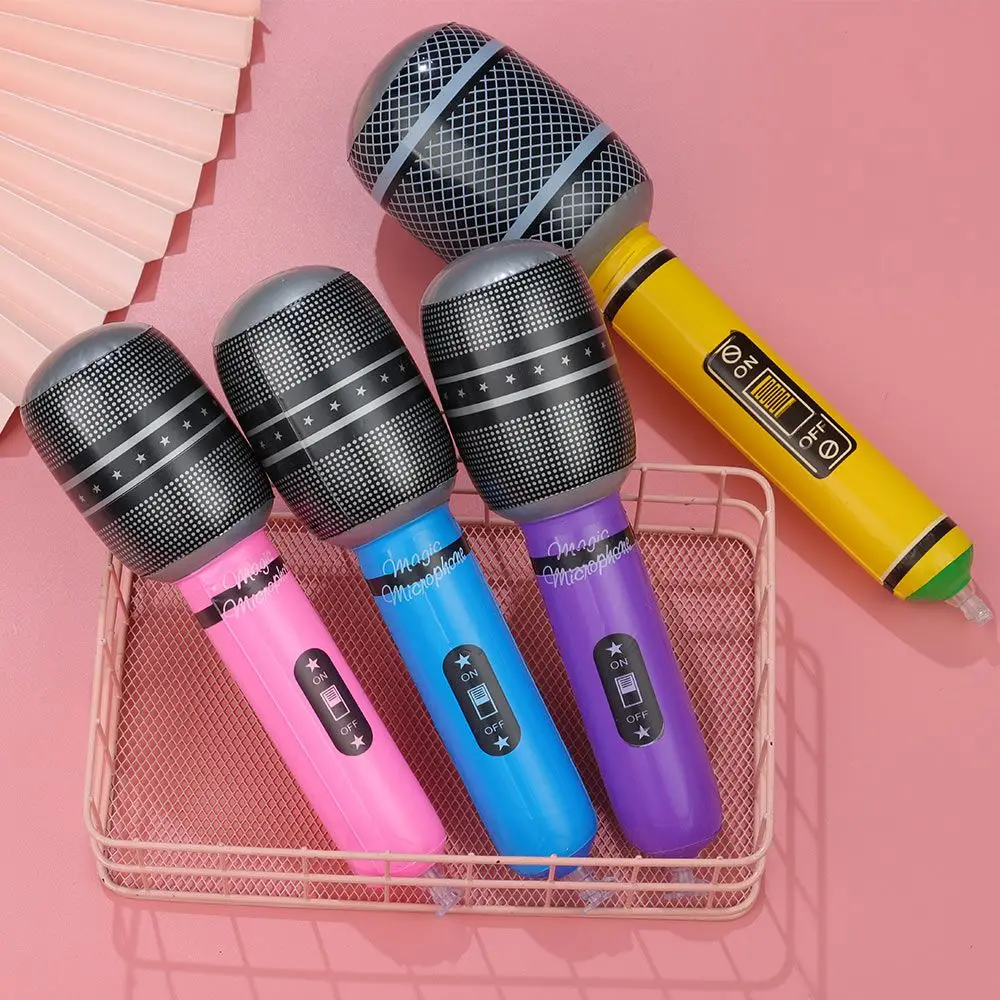 12Pcs Gifts Musical Concert Themed Party Birthday Decoration Photo Props Inflatable Microphones Inflated Toys Blow Up