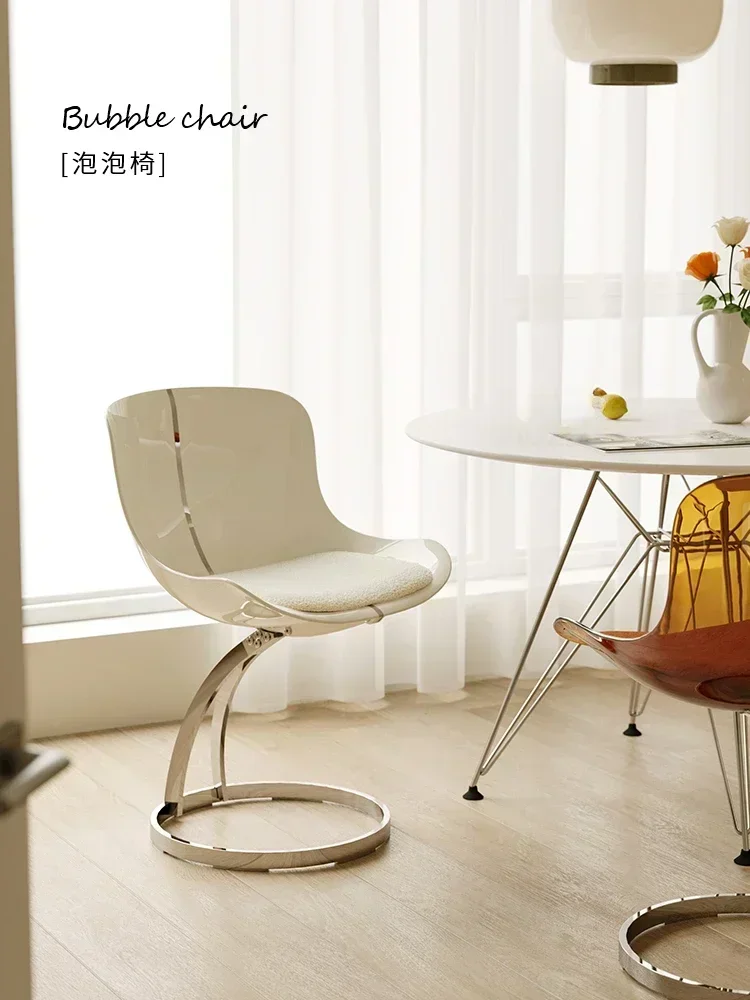 Art Design Acrylic Dining Chair, Creative Backrest Chair, Bedroom Transparent Makeup Chair, Home Furniture