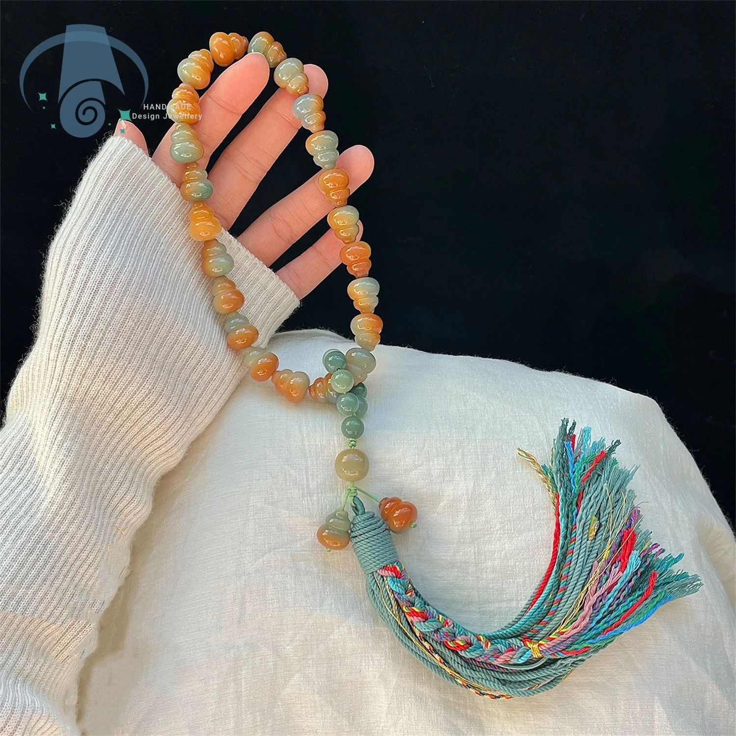 Bodhi Root Gourd Bracelet Handheld Finger Wraps Meditation Prayer Beads Wrist Jewelry for Women Mens Students Vintage Chic Daily