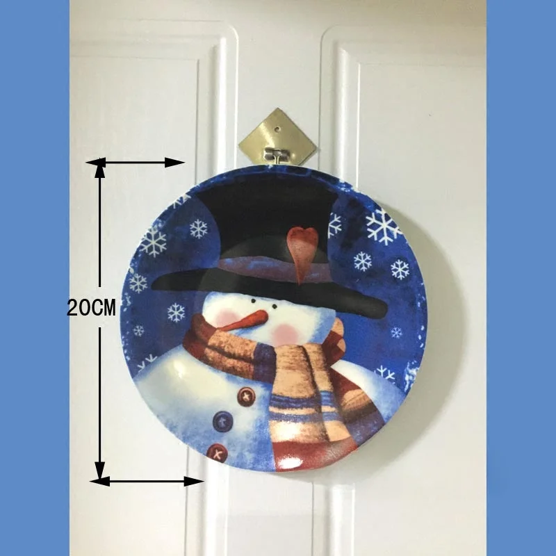 

Christmas ornament snowman pattern ceramic circular plate wall hanging painting