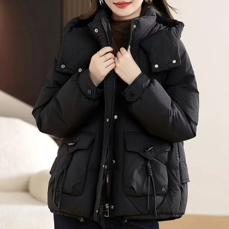 Women In Cotton-padded Jacket 2024 Winter New Down Jacket Short Korean Version Loose Hooded Padded Warm Cotton-padded Jacket