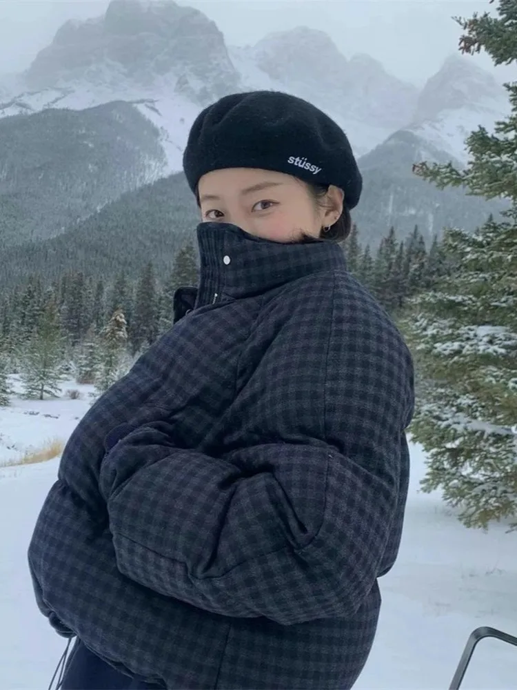 

Зимняя женская куртка-пуховик Dongdaemun Nohingwritten 2026 года, новый национальный стандарт, 90% утиный пух, в клетку, теплая, утолщенная, с длинными рукавами