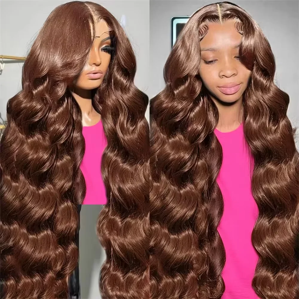 

Chocolate Brown Lace Front Wigs Human Hair For Women 13x4 13x6 HD Body Wave Wigs 200% Density 42 Inch Human Hair Wigs For Woman